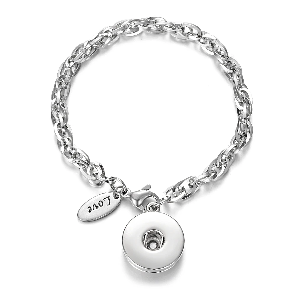 Stainless Steel Bracelet With Ginger Snap Button Charms Jewelry fit 18mm Button NN-667