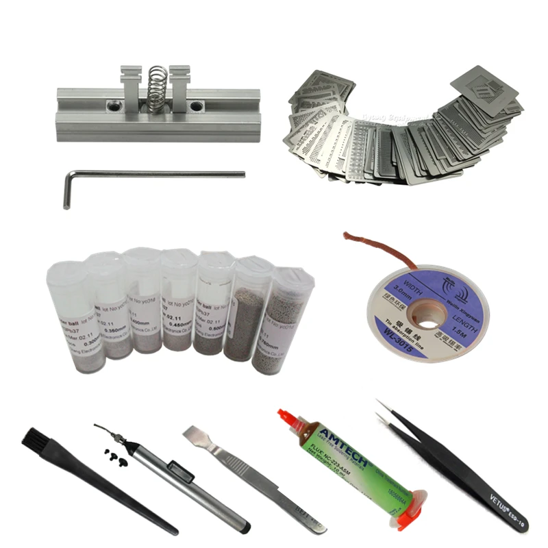 

BGA Reballing kit Directly Heat Stencils universal Solder Paste Balls Station Rework Repair tools
