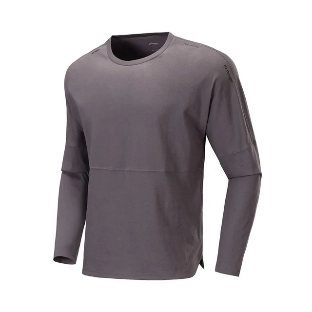 Li-Ning, Мужская трендовая рубашка с длинным рукавом, круглый вырез, свободная, хлопок, Удобная подкладка, спортивные толстовки для отдыха, AHSP347 CJAS19 - Цвет: AHSP347-3H