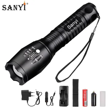 

Powerful LED Rechargeable 18650 Flashlight T6 Tactical Torch Zoomable Focus Linterna Outdoor Camping Flashlight Bicycle Lighting