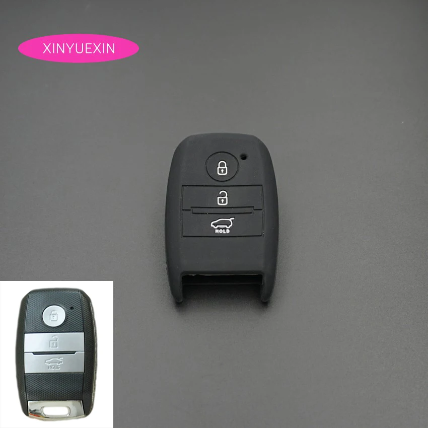 

Xinyuexin Silicone Car Key Cover FOB Case for Kia Rio Sportage 2016 Ceed Smart Remote Key Rubber for Case 3Buttons Car-styling