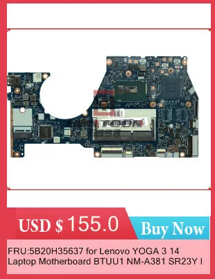 Clearance Classy Laptop Motherboard For Lenovo Yoga3 14 Motherboard SR23W i7-5500U BTUU1 NM-A381 100% Fully Tested 4