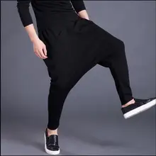 S-5XL зимние мужские Новые повседневные свободные штаны-шаровары Большие размеры повесить Штаны белка ноги длинные прилив парикмахера брюки певица костюмы