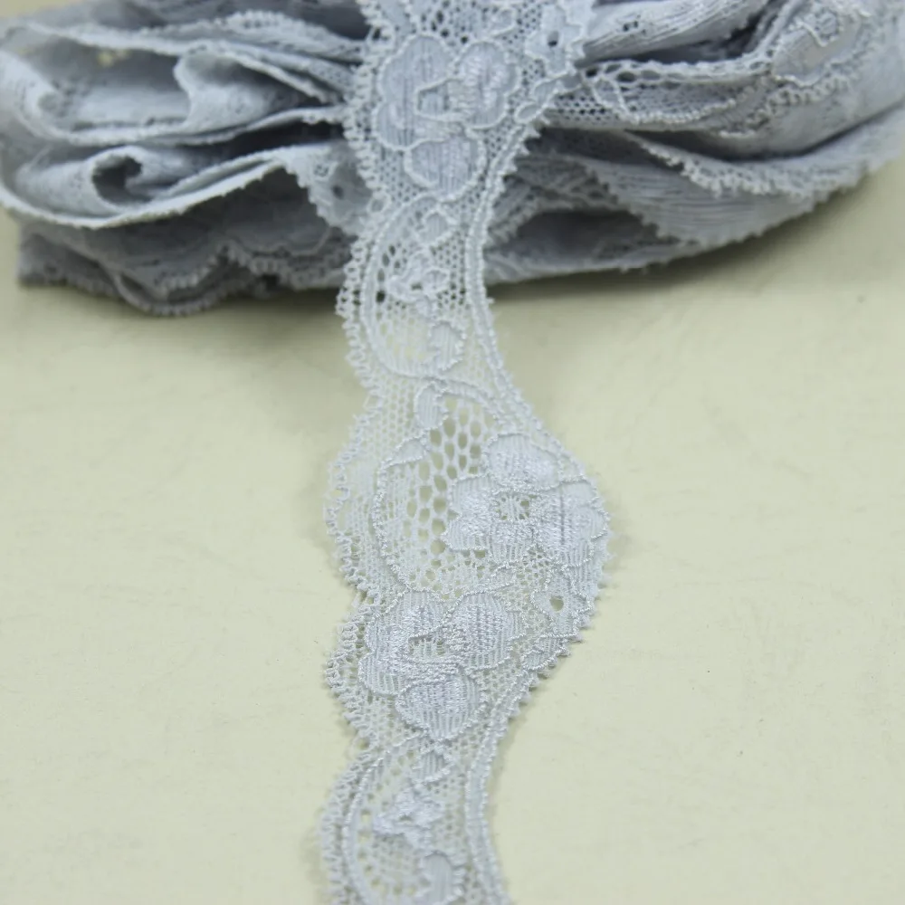 

promotion 10 yards Elastic Stretch Lace trim 36mm width light grey color sewing accessories