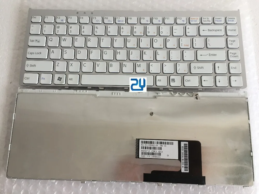 

NEW US Keyboard for Sony Vaio VGN FW series 148084021 white with silver frame