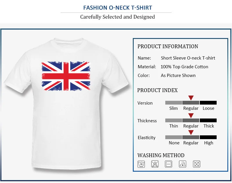 Crewneck British flag with distressed edges All Cotton Men's T Shirts Printed Tops Tees 2018 Popular Tee Shirt Short Sleeve British flag with distressed edges