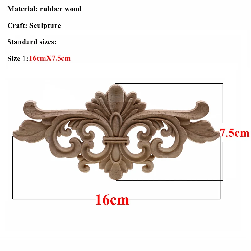 VZLX уникальные натуральные цветочные деревянные резные фигурки, декоративные угловые Аппликации, рамка для стен, дверей, мебели, резьба по дереву - Цвет: 16cmX7.5cm