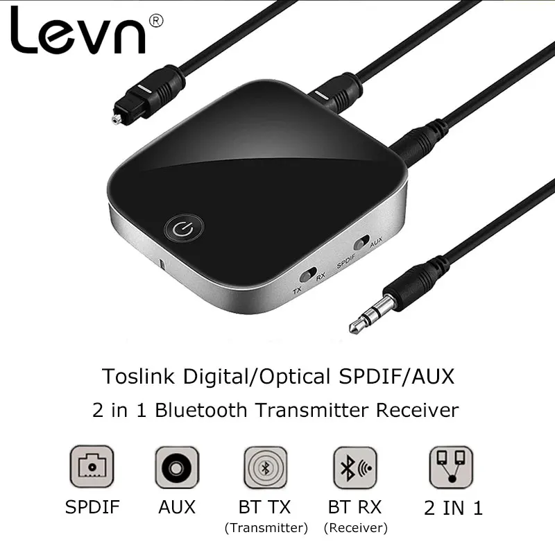 

Levn Original Bluetooth Transmitter Receiver CSR8670 aptx Bluetooth Receiver 3.5mm with Toslink Optical SPDIF AUX for Car TV PC