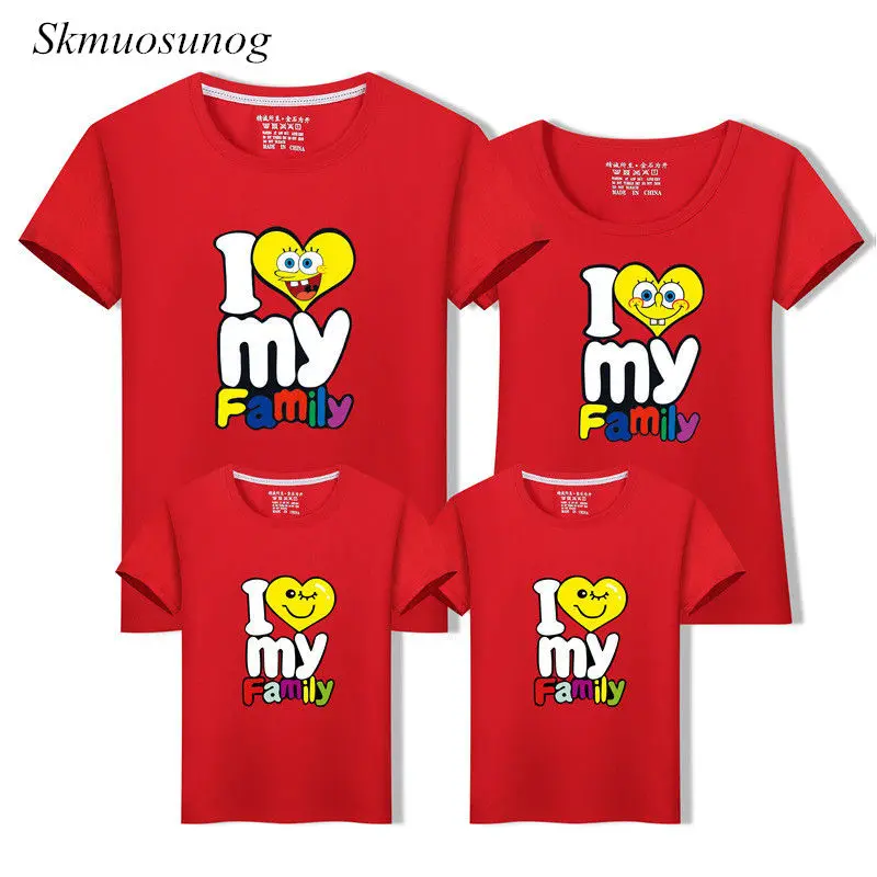 

2019 Family Look Dad Mom Kid matching outfits mommy and me clothes mother daughter dresses Fashion T-Shits Family clothes C0273