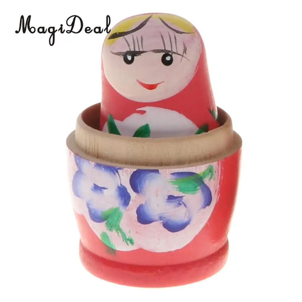 5PCS Wooden Russian Nesting Dolls Matryoshka Stacking Nested Dolls Toys Christmas Gifts Home Decoration for DIY Hand Painted