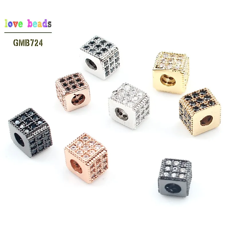 

3pcs/lot CZ Geometrical Beads for Jewelry Making DIY Copper Spacer Beads fit Bracelet Jewelry Accessories 6*5mm