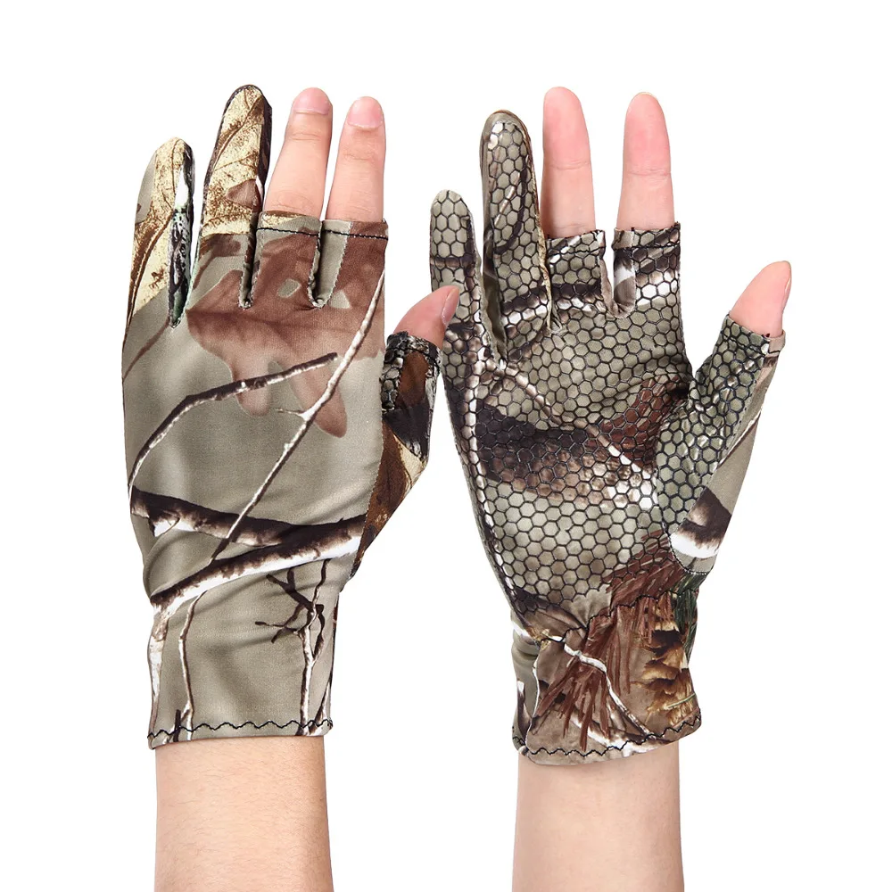 Outdoor Sports Leaked Three Fingers Camouflage Gloves Soft Breathable