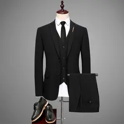 Мужской пиджак + брюки + жилет Бизнес Повседневное мужчин костюм 4xl-s