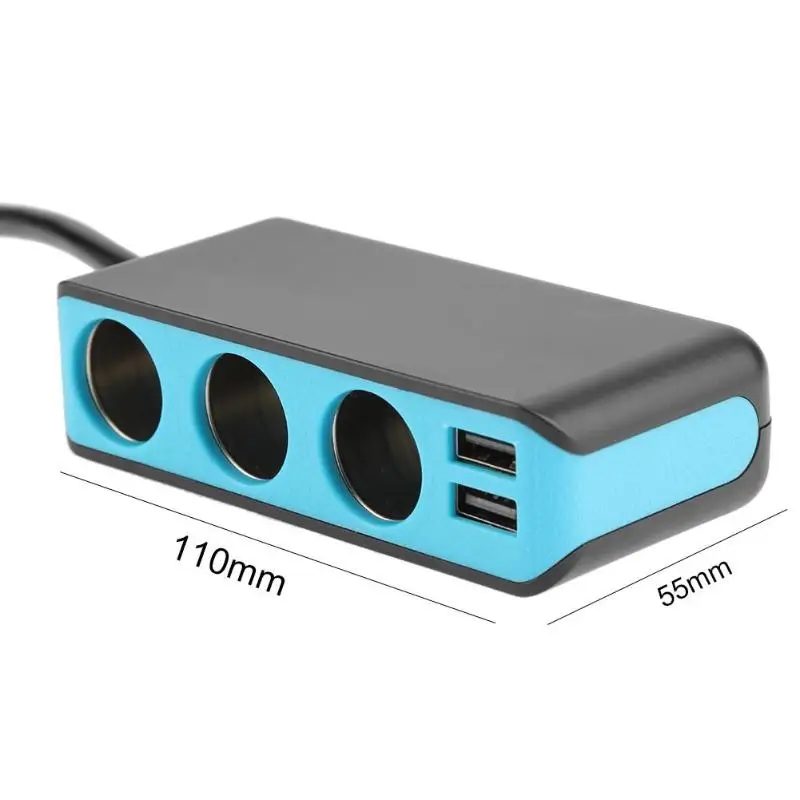 3 сторонний выход розетка для автомобильного прикуривателя Разветвитель + 2USB