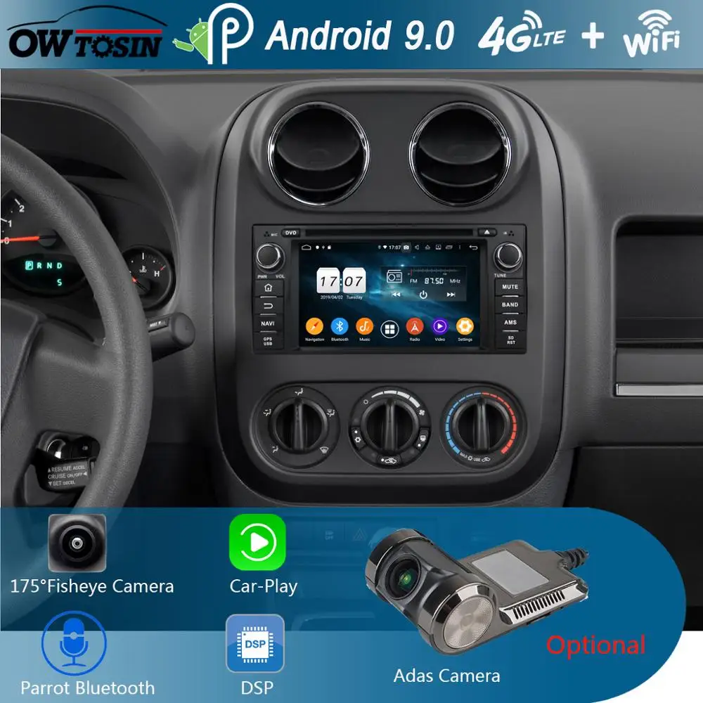 

6"IPS 1920*1080 8Core 4G+64G Android9.0 Car DVD Player For Jeep 300C Wrangler Unlimited Compass Grand Cherokee Journey DSP Radio