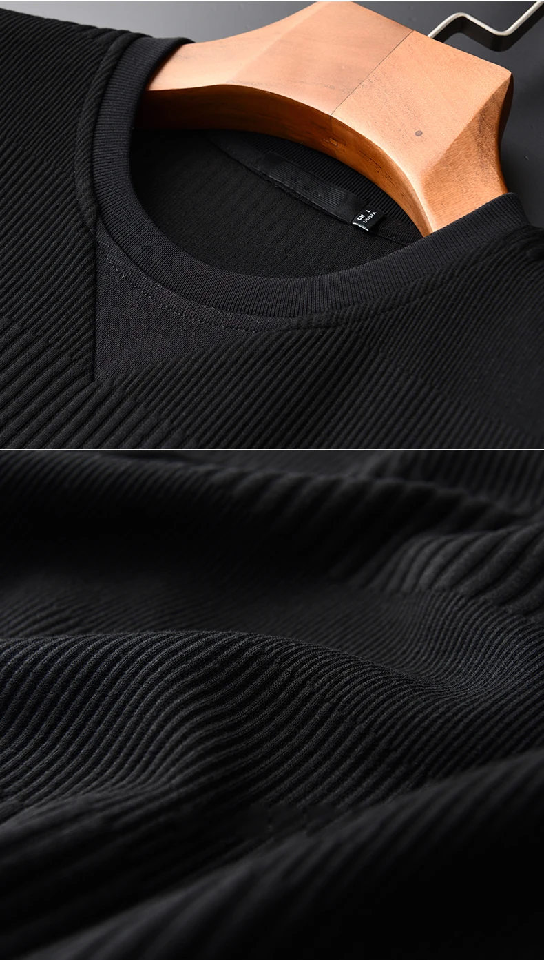 Minglu толстовка мужская высокое качество добавить толстый круглый воротник черный свитер с брюками осень 2 шт сплошной цвет мужские s свитшоты