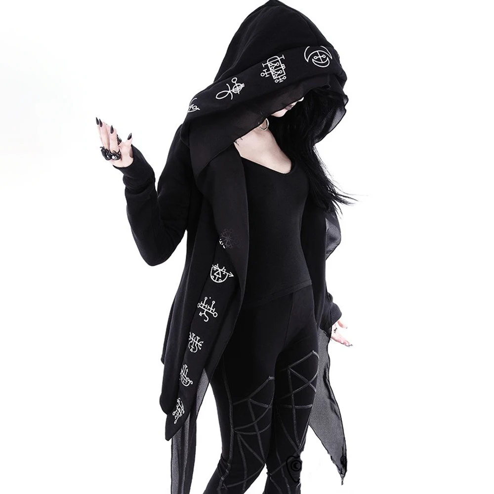 Skup Ponadgabarytowe bluzy damskie sznurkiem gotycki nadruk z kapturem moda Streetwear odzież wierzchnia czarna koronkowa szczupła codzienna bluza z kapturem