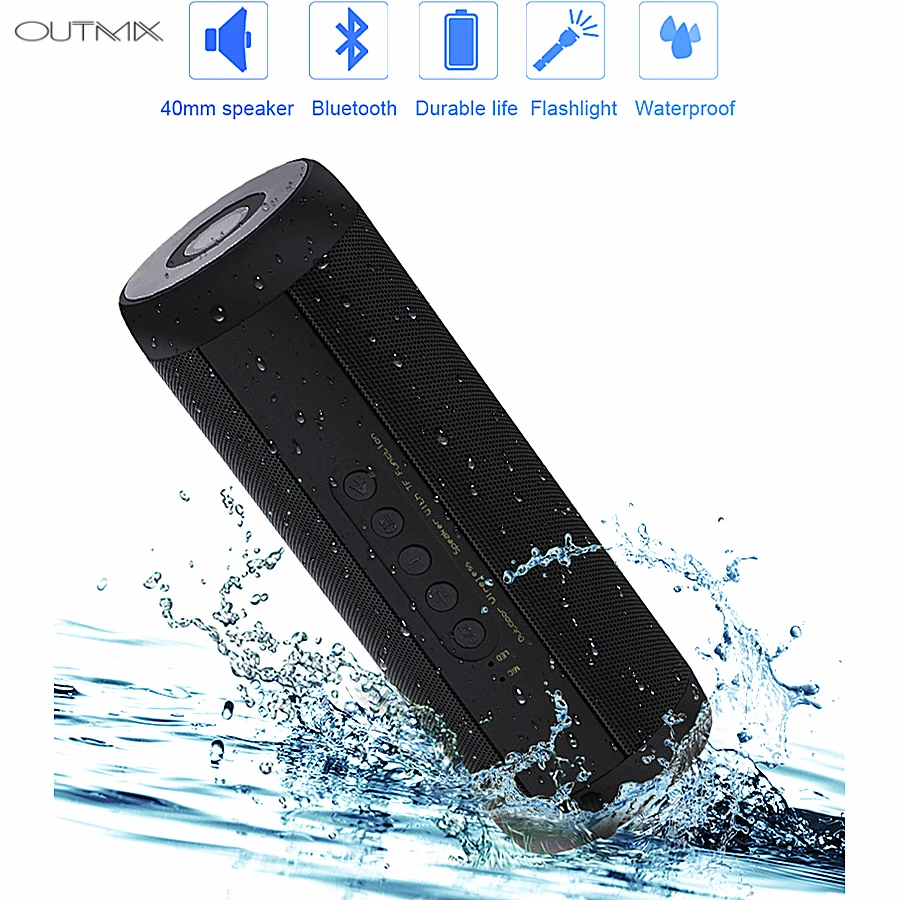 

T2 Bluetooth Speaker Bass Waterproof Portable Outdoor LED Wireless Mini Column Box Speaker Support TF card FM Stereo Hi-Fi Box