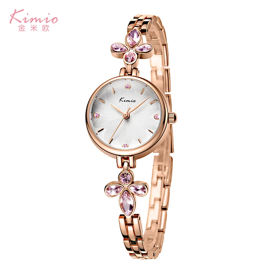 

KIMIO Watch Women Brand Decorative Pattern Dial Quartz Wristwatch Lady Crystal Dress Bracelet Clock Waterproof Relogio Feminino