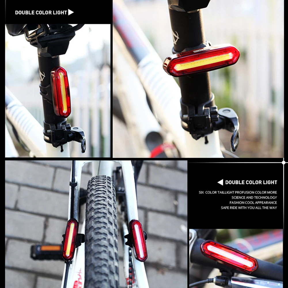 Excellent 120 Lumens LED Waterproof Tail Light Bicycle Taillight for Bicycle USB Rechargeable Reflector Rear Lights Bike Lamp Accessories 2