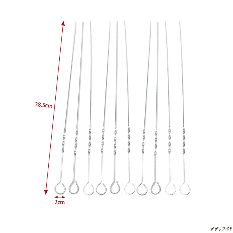 10 шт из нержавеющей стали плоские шампуры для мяса для наружного барбекю Y110-Dropshipping