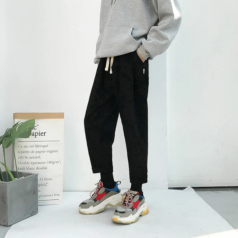 Fashion Casual Men's Straight Pants Autumn And Winter New M-2XL Solid Color Loose Trousers Black Brown Personality Youth Popular