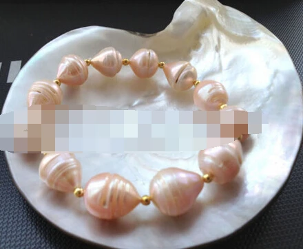 

free shipping 00989 pink baroque freshwater pearl bracelet