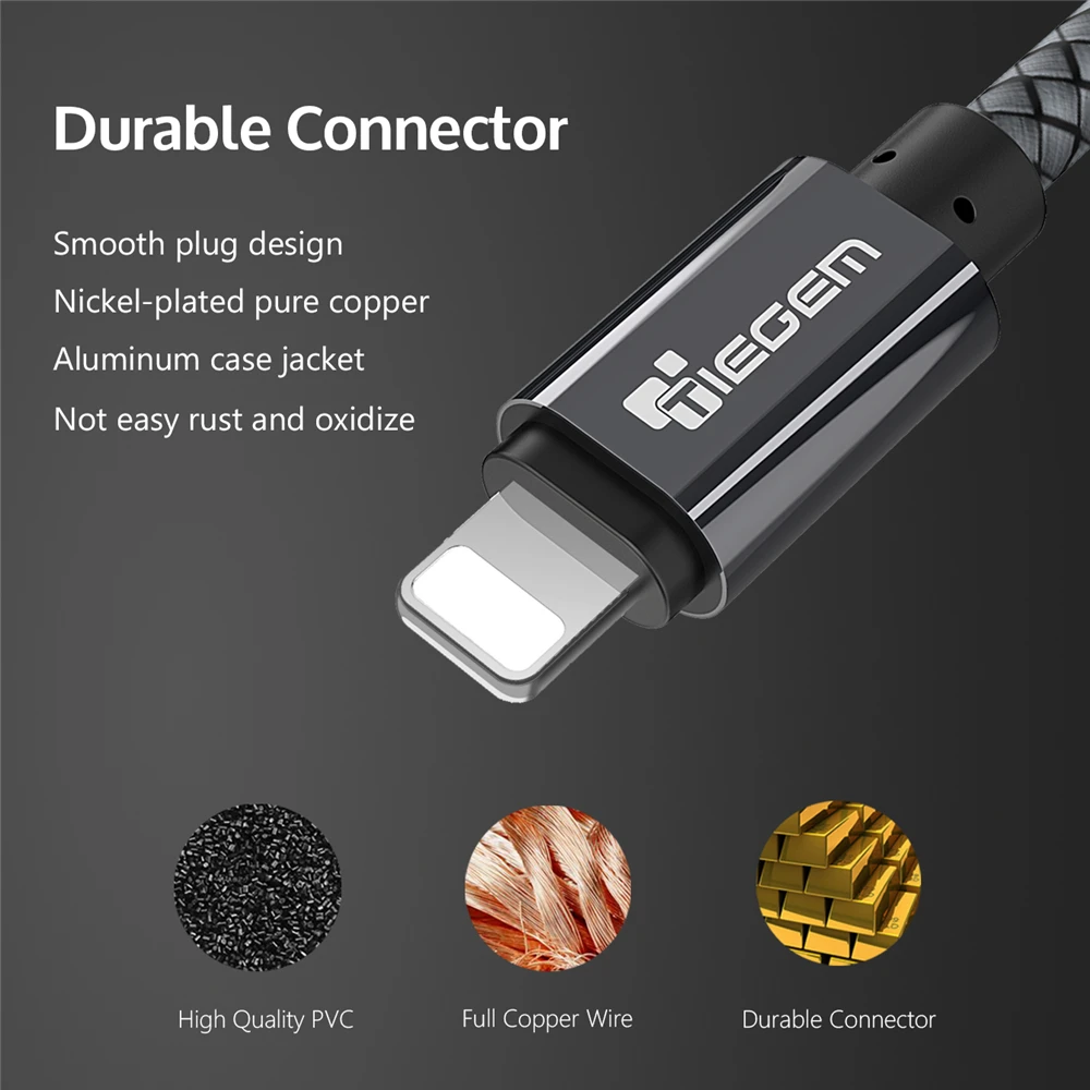 5 حزمة TIEGEM كابل يو اس بي لاجهزة ايفون X 8 2a سريع شحن USB كابل بيانات ل فون 5 6 6 ثانية 7 زائد باد البسيطة الهاتف المحمول الكابلات