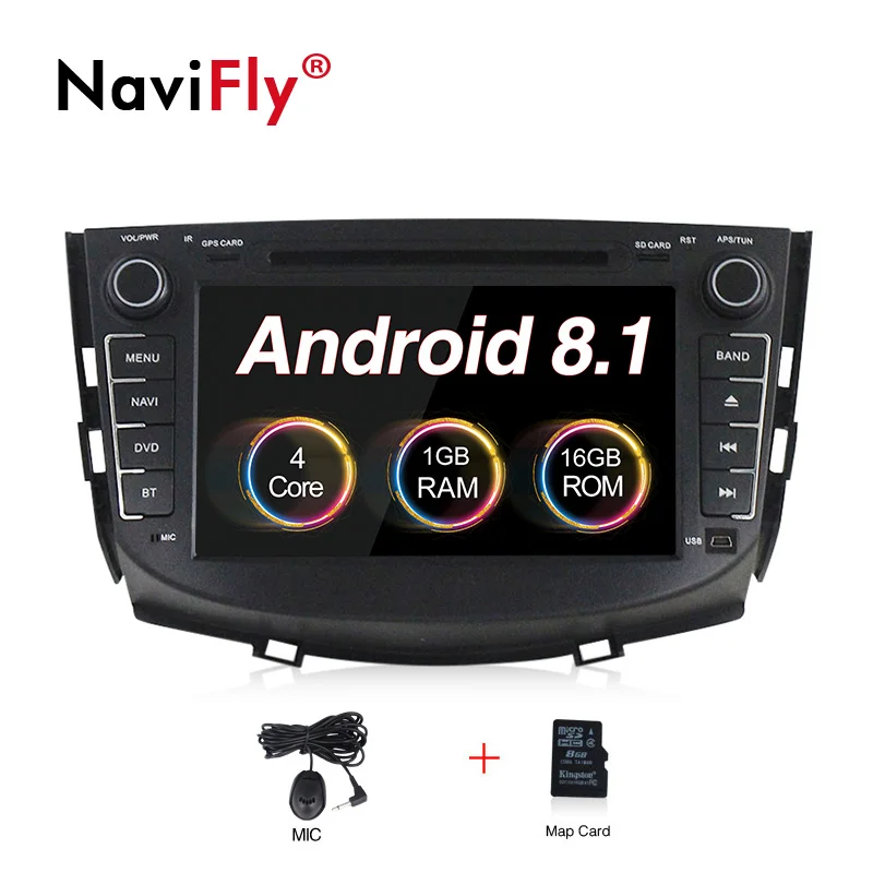 NaviFly Android 8,1 Автомагнитола gps для Lifan X60 с dvd Мультимедиа Стерео плеером 8 дюймов 2 din головное устройство 1080P HD 2 Din wifi FM - Цвет: car dvd