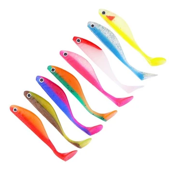 

1pcs/lot 85mm 5g Easy Shiner Fishing Lure t tail Wobbler Carp Fishing Soft Lure Silicone bait Artificial Double Color Baits