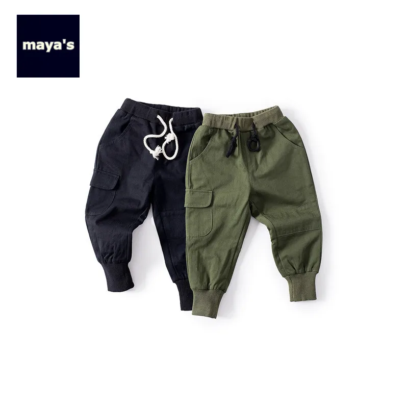

Mayas Fashion Cotton Soft Autumn Boys Pants Winter Elastic Waist Pocket Vintage Children Cargo Pants Toddler Basic Pants 81213