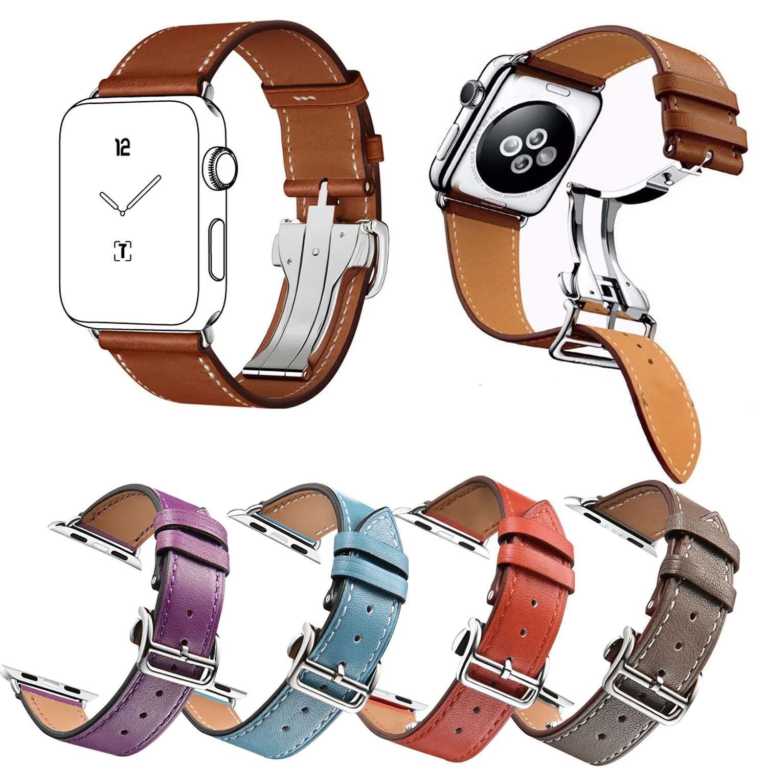 Ремешок с пряжкой для Apple Watch Series 4 3 2 1 iWatch 38/40 мм 42/44 из натуральной кожи|Ремешки