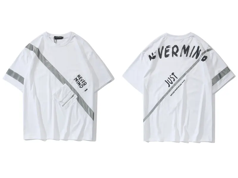 3M Reflective Stripe Front Zipper Pockets Tshirts 1