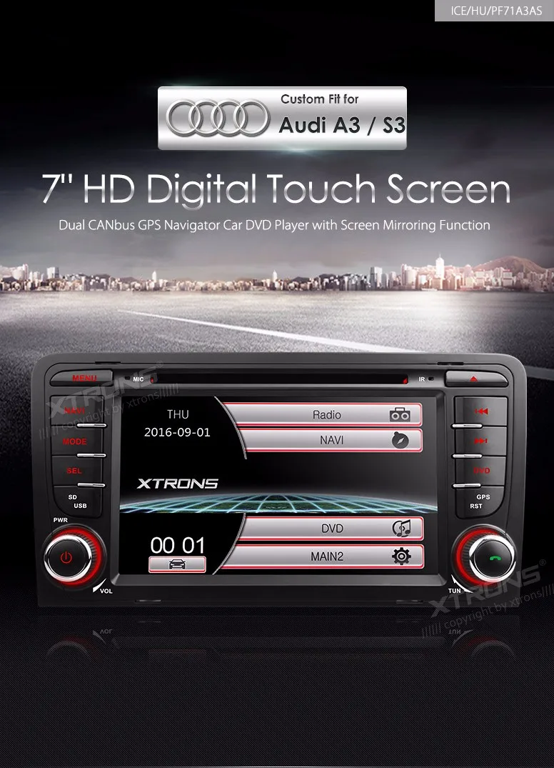 Flash Deal 7" Double 2 Din Car DVD Radio GPS Navi Fit For Audi A3 S3 Auto Video Player Dual Channel CANbus Touch Screen Audio USB Stereo 0