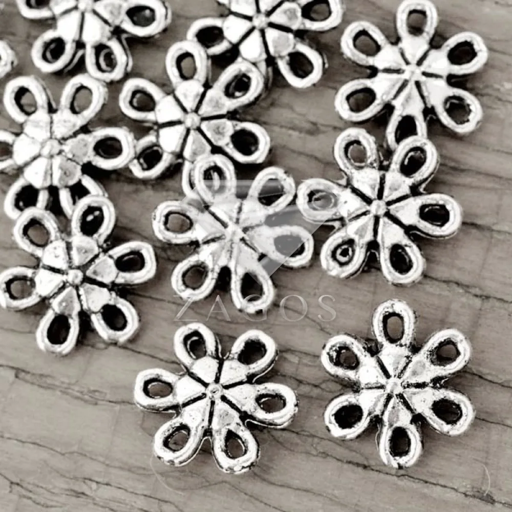 

150Pcs Antique Silver Tibetan Silver Tone 10x10x3mm Flower Links Zinc Alloy Jewellry Making Findings Wholesale TS1636