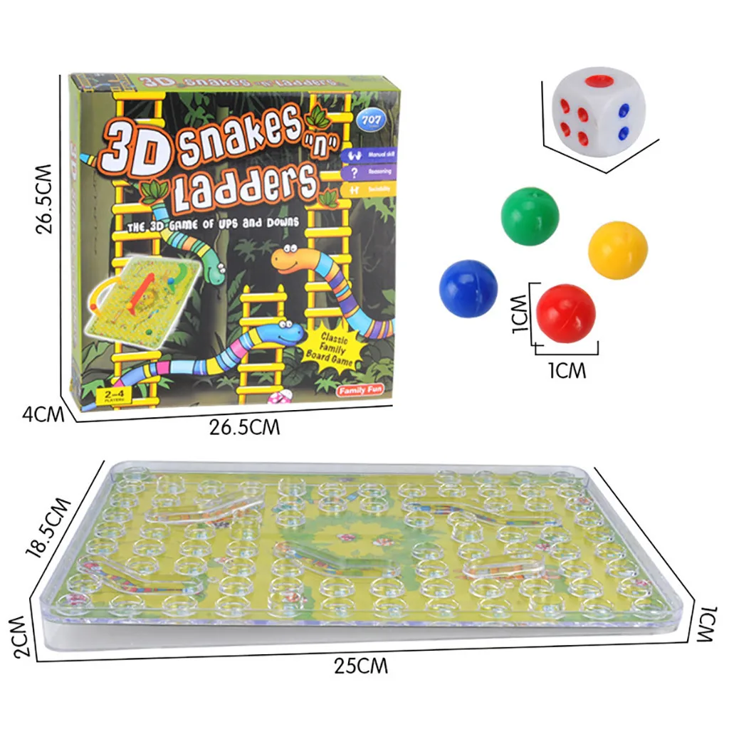 Новый 3D пластик змей лестницы пазлы настольная игра Семья/вечерние/друзья 3 лет
