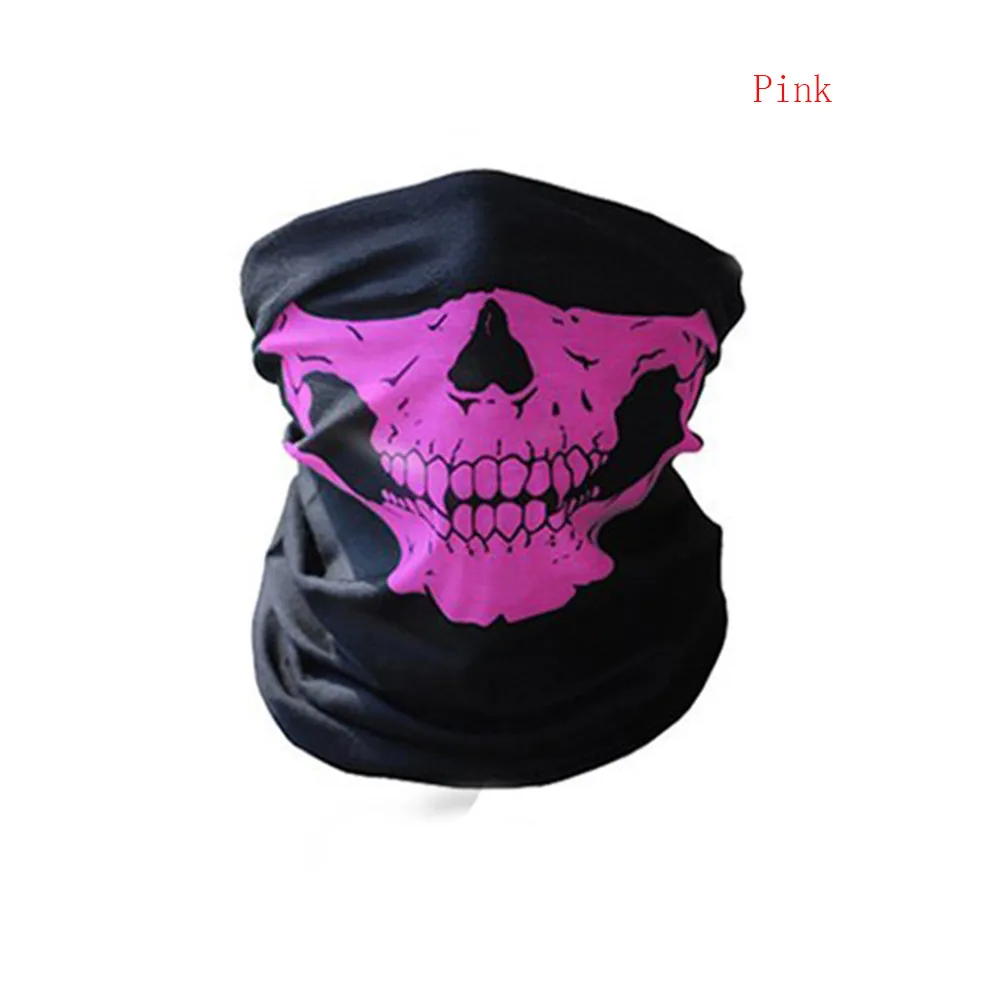 Универсальная маска на половину лица для езды на мотоцикле, лыжная маска с черепом, шарф с привидением, многофункциональная грелка для шеи, зимний автомобиль, маска для лица на Хэллоуин - Цвет: Pink