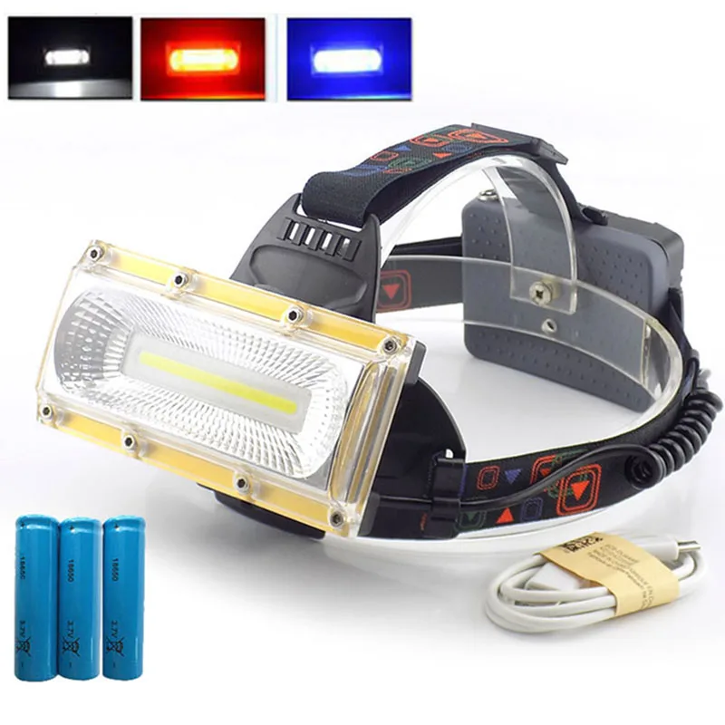 Powerful COB LED Headlamp Flashlight usb rechargeable frontal Headlight