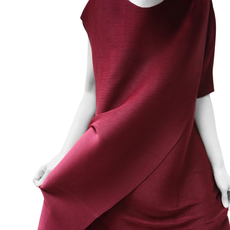 

Changpleat 2018 Summer women's dress Miyak Pleated original design short sleeve loose Solid Female Dresses High fashion Tide D70