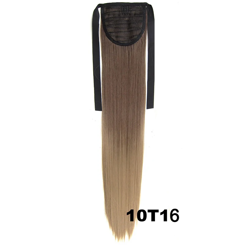 Similler, 22 дюйма/55 см, 90 г, женские Синтетические длинные прямые волосы на заколках для наращивания, обертывание вокруг ленты, конский хвост, черный, т 613, Омбре - Цвет: 10T16