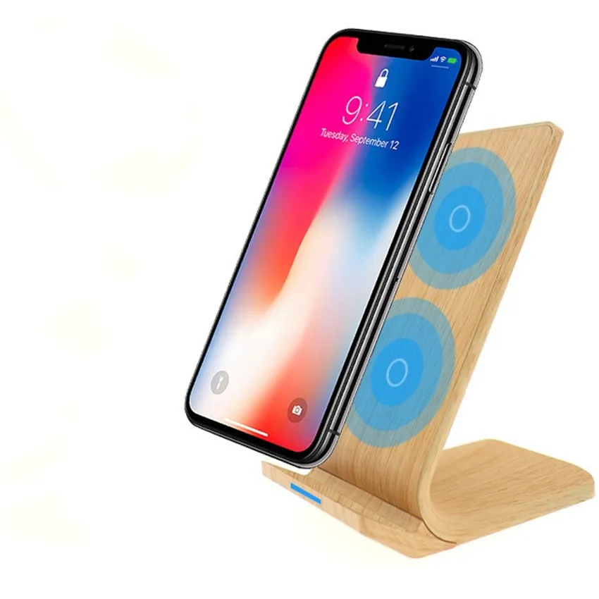 

Qi Wireless Charger Induction Charging Docking Station Chargeur Bamboo Wood Charger Station For Iphone Xiaomi mi 9T Huawei P30