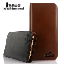 2016 neue Lange Designer herren leder brieftasche mit reißverschluss Mann marke Geldbörse Münzfach Männer kreditkarte halter