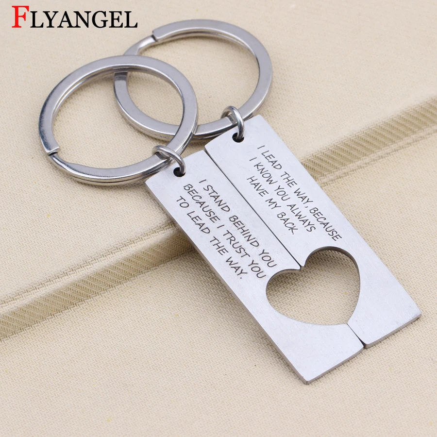 

1 Pair I stand behind you/I lead the way Couples Keychains Half Heart Pendant Keyring for Lovers Valentines Day Gifts Jewelry