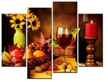 HD print 4 panel Canvas Art Fruit Red Wine Pictures On The Wall for Kitchen Food Quote Print Oil Painting Dining Hall Decor