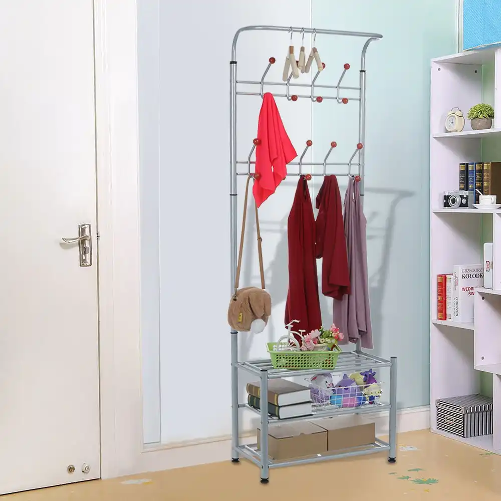 Simple Metal Iron Coat Rack Entryway Shoes 3 Tier Metal Iron Coat Rack Entryway