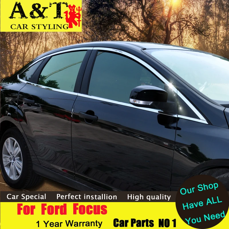 

car styling For Ford Focus 2 hatchback Window trim 2012 2015 Window chrome sticker windows ABS bar car styling