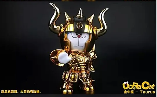 Аниме робот Дораэмон Косплей золотой Saint Seiya Taurus Gemini Стрелец Скорпион Овен Лео
