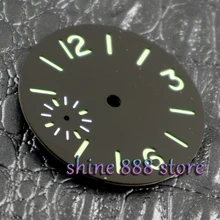 Часы аксессуары 36.3 мм черный сэндвич стерильных циферблат Fit ETA 6497 движение часы светящимся циферблатом