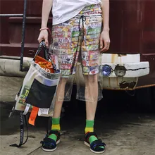 Mark Fairwhale молодых мужчин повседневная мода эластичная талия воздухопроницаемый Свободный распечатать прямые шорты до колен 718222061036