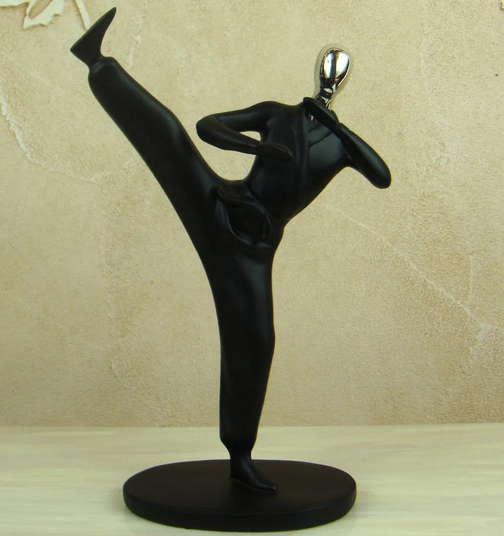 Abstract Kong Fu Kicking Sculpture Decorative Resin Martial Arts Figure